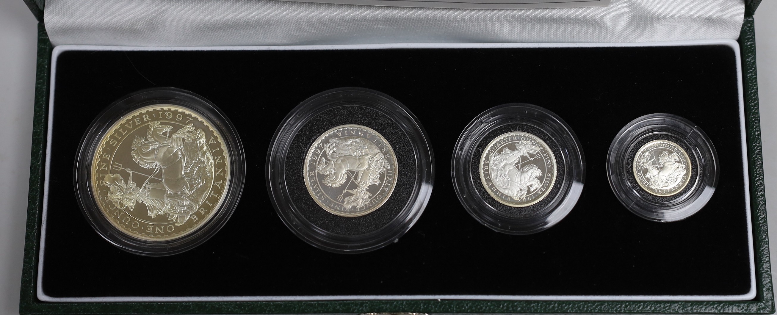Elizabeth II (1952-2022), Silver proof Britannia collection coins, 1997, cased